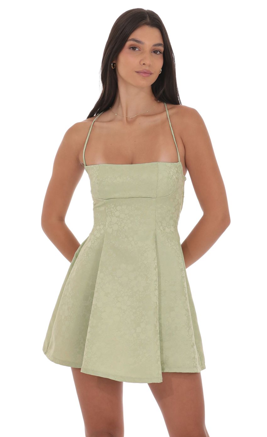 Product image for Jacquard Fit and Flare Dress in Sage