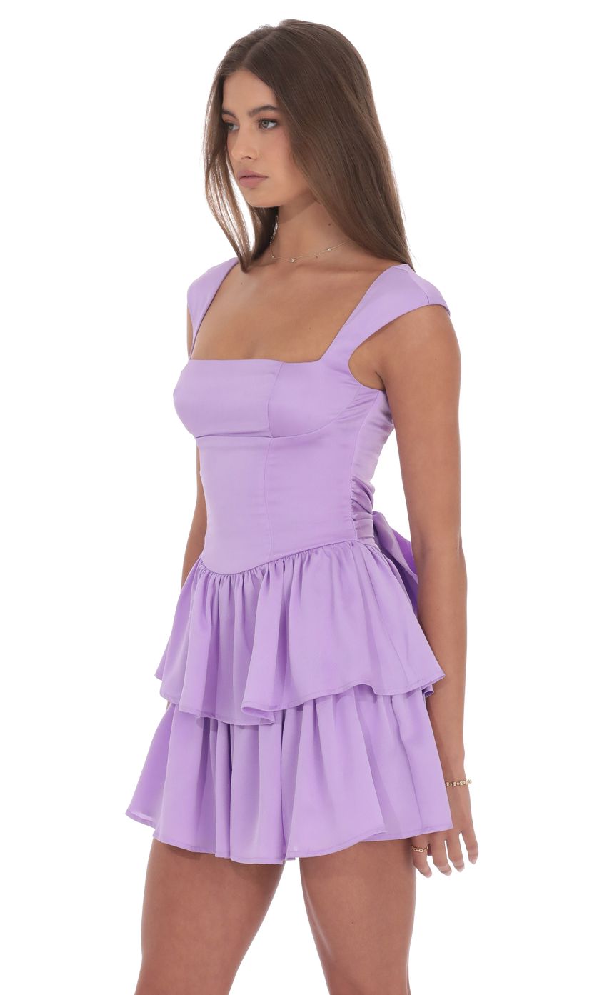 Product image for Satin Wide Strap Ruffle Dress in Lavender