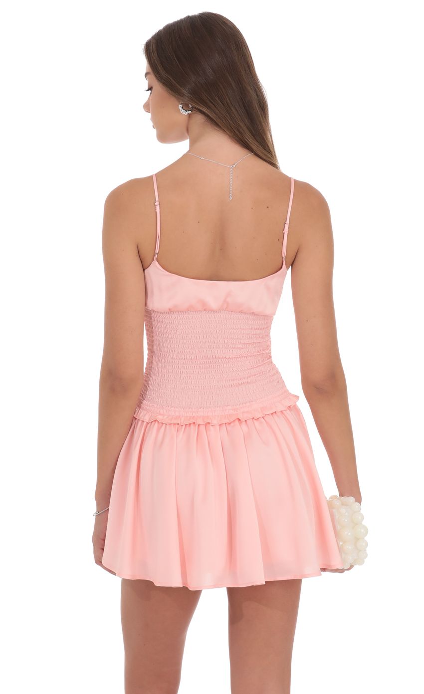 Product image for Smocked Satin Dress in Coral