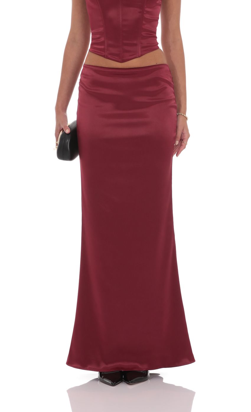 Product image for Satin Maxi Skirt in Maroon
