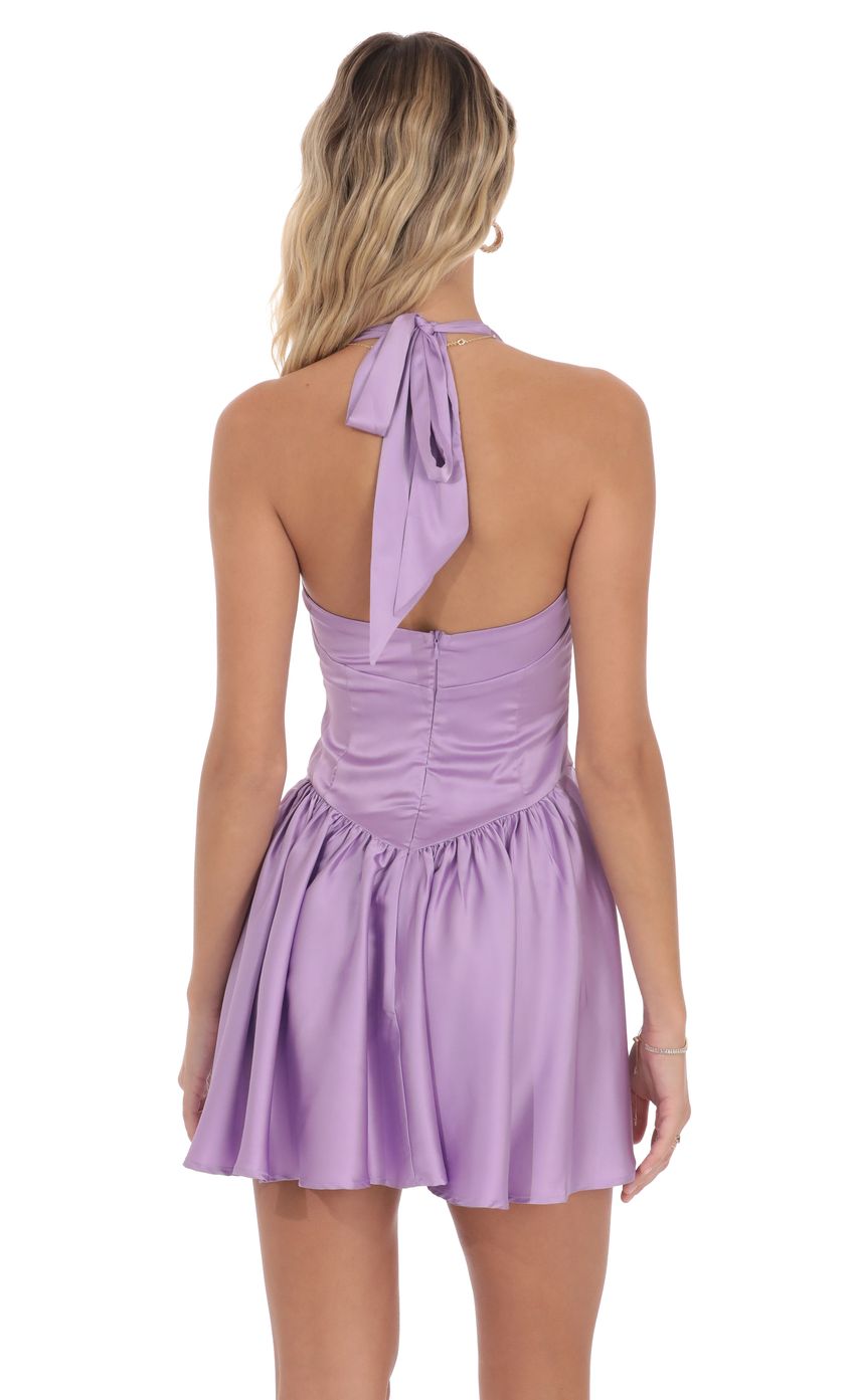 Product image for Satin Halter A-line Dress in Lilac