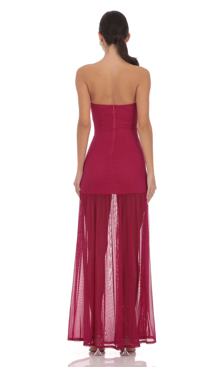 Product image for Mesh Strapless Maxi Dress in Magenta