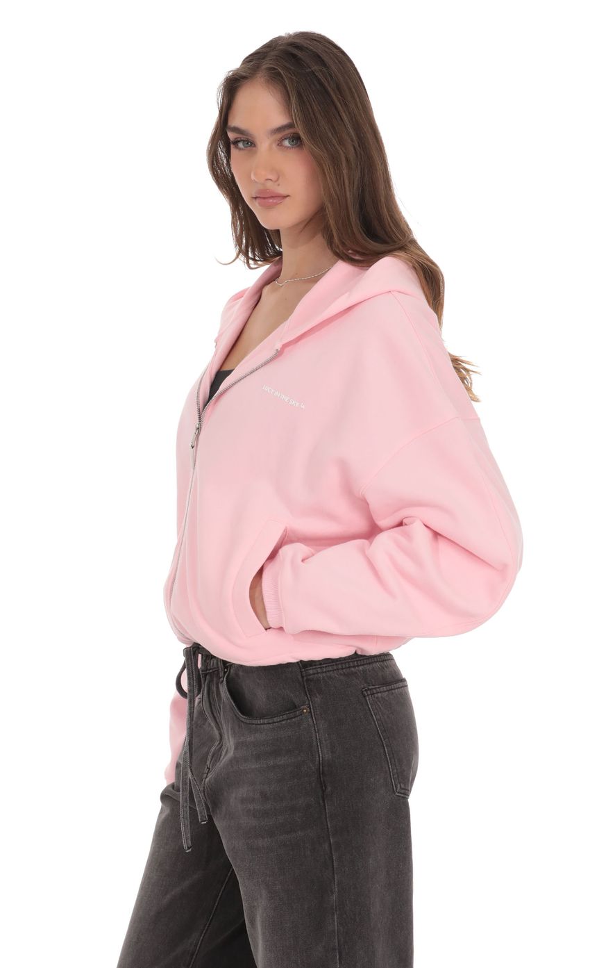 Изображение товара для Розовое худи на молнии из флиса