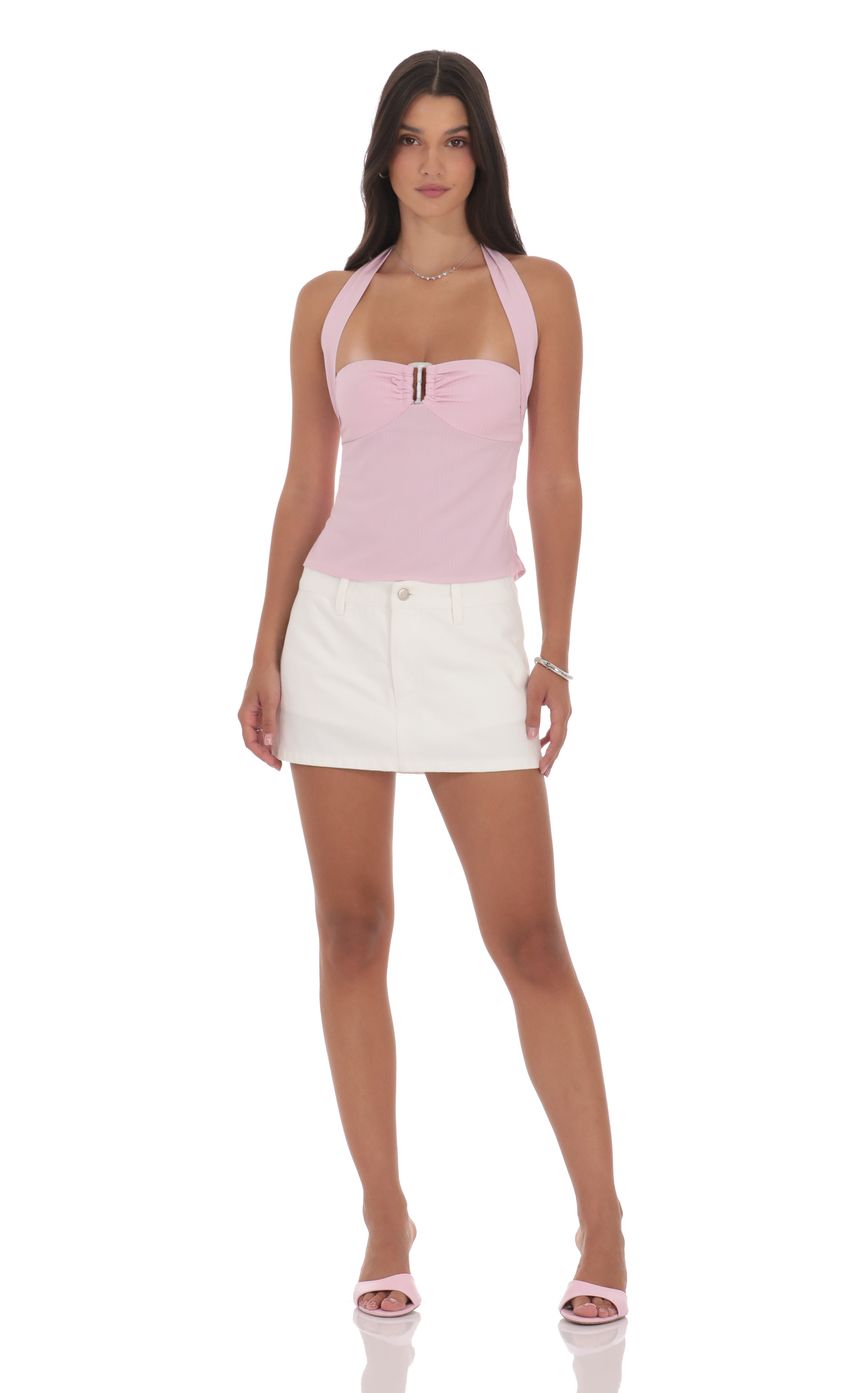 Product image for Halter Pinstripe Top In Pink