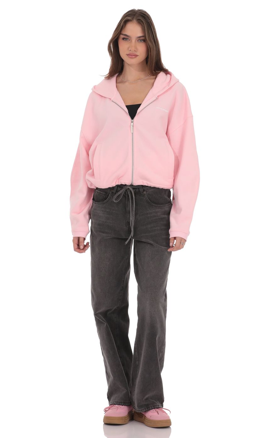 Изображение товара для Розовое худи на молнии из флиса