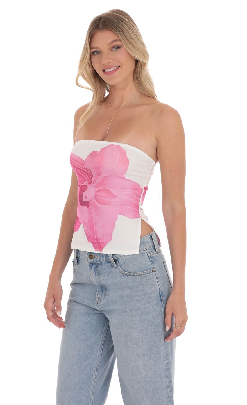 Picture Mesh Floral Slit Top in White. Source: https://media-img.lucyinthesky.com/data/product-media/850xAUTO/1f5f4964-3e42-440e-a28a-8ecb1bf76a65.jpg