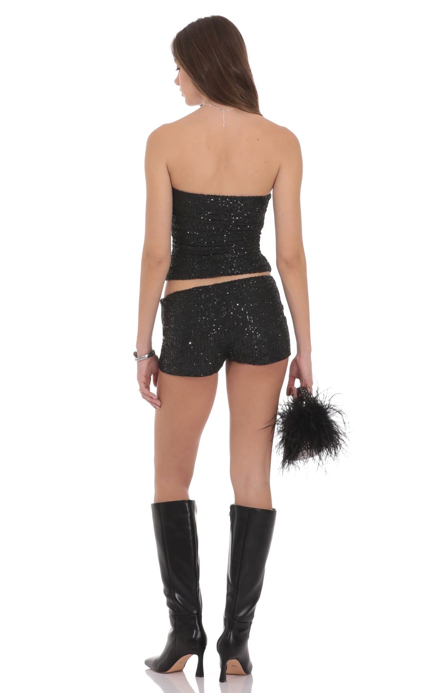 Product image for Sequin Ruched Tube Top in Black