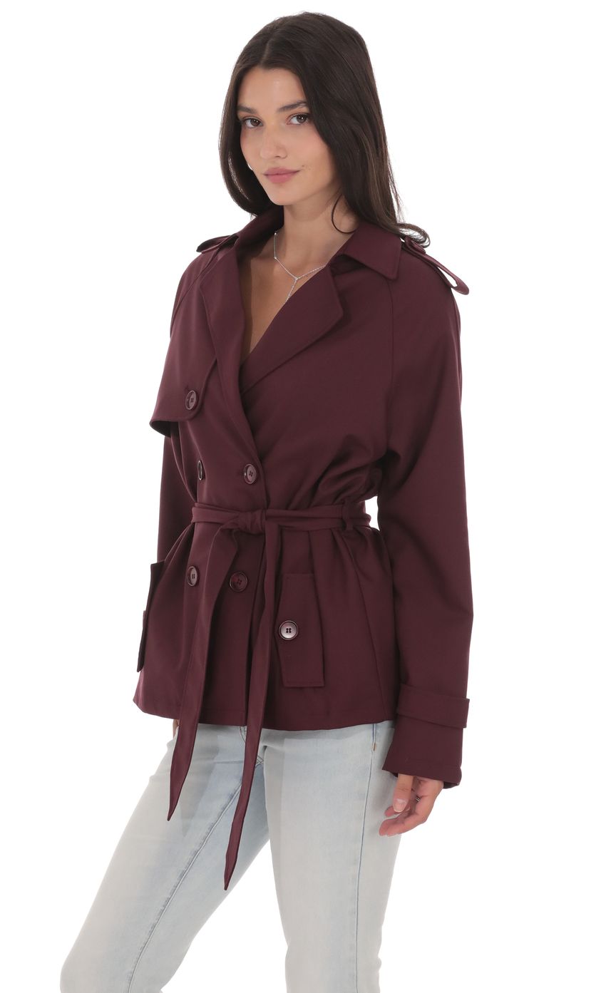 Product image for Double Breasted Trench Coat in Burgundy