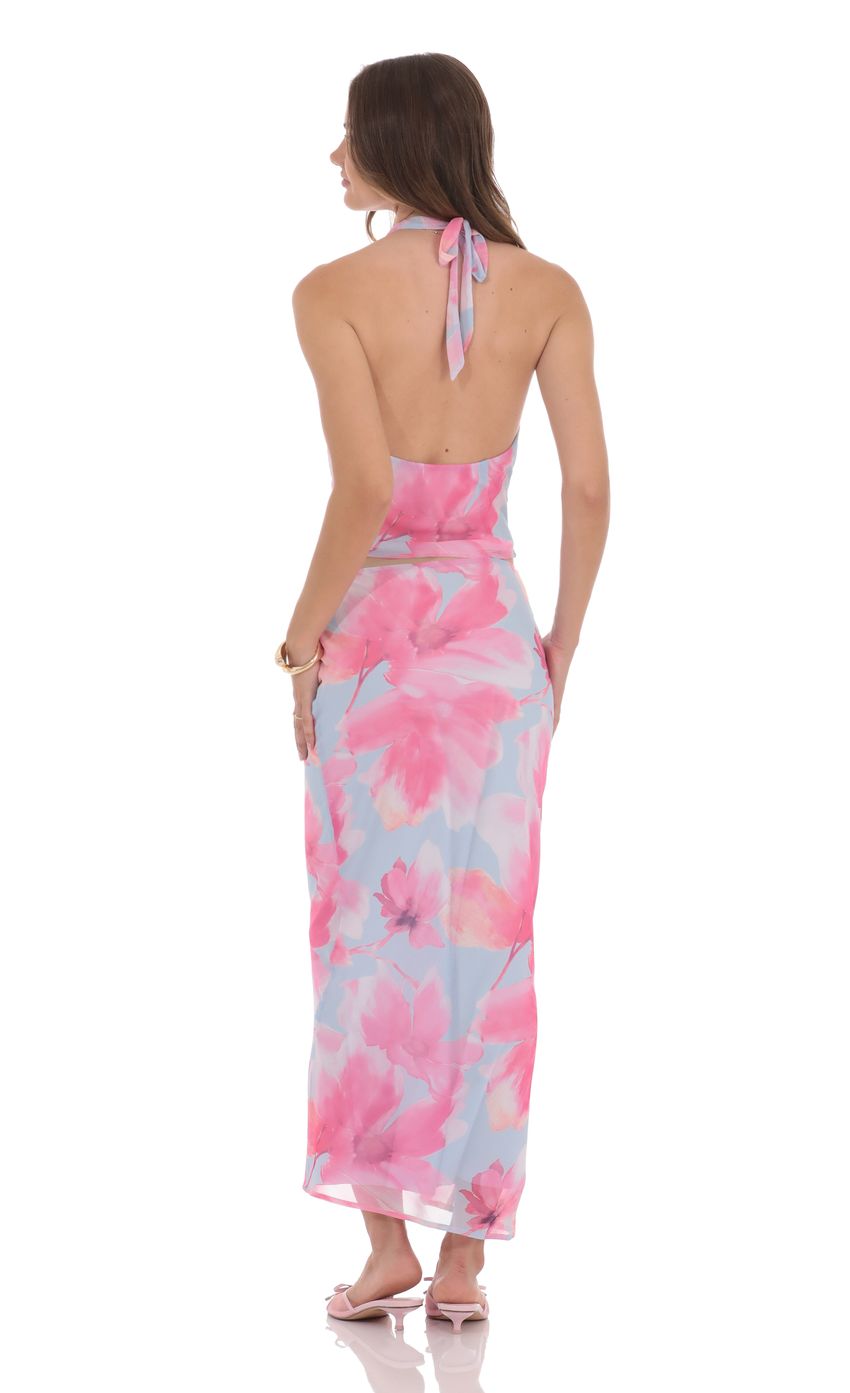 Picture Tropical Floral Maxi Skirt in Blue and Pink. Source: https://media-img.lucyinthesky.com/data/product-media/850xAUTO/208418d0-02b4-4f2e-9503-f1b9bdff0697.jpg