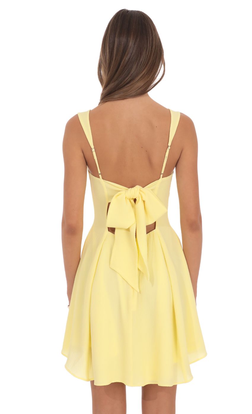 Product image for Back Bow Fit and Flare Dress in Pastel Yellow