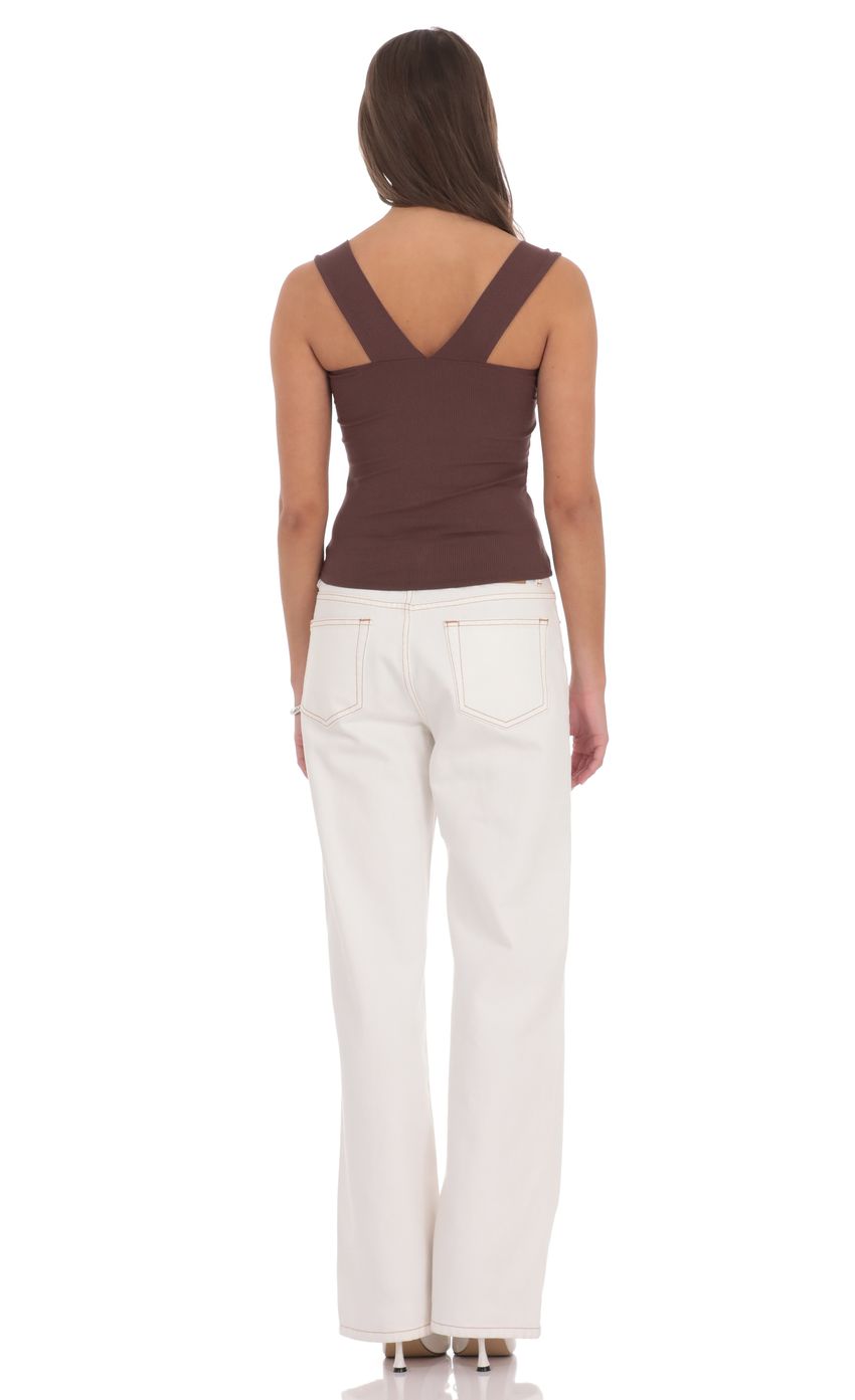 Product image for Ribbed Square Neck Top in Chocolate