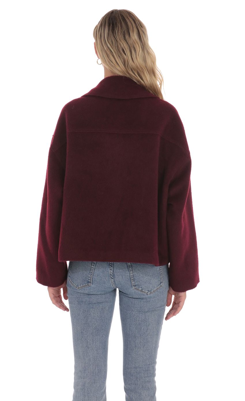 Product image for Fuzzy Zip-Up Jacket in Burgundy