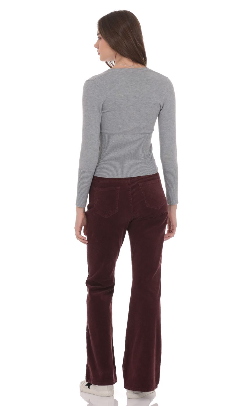 Product image for Corduroy Flare Jeans in Burgundy