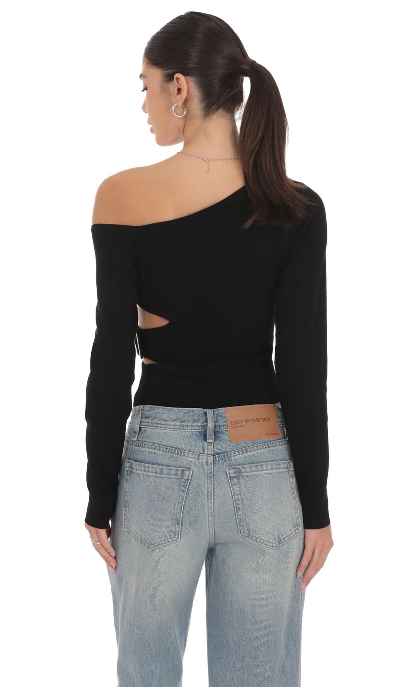 Product image for Cutout Buckle Off Shoulder Top in Black