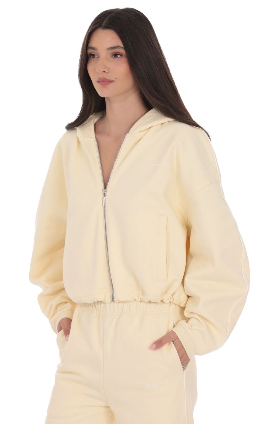 Product image for Cropped Cinch Waist Hoodie in Cream