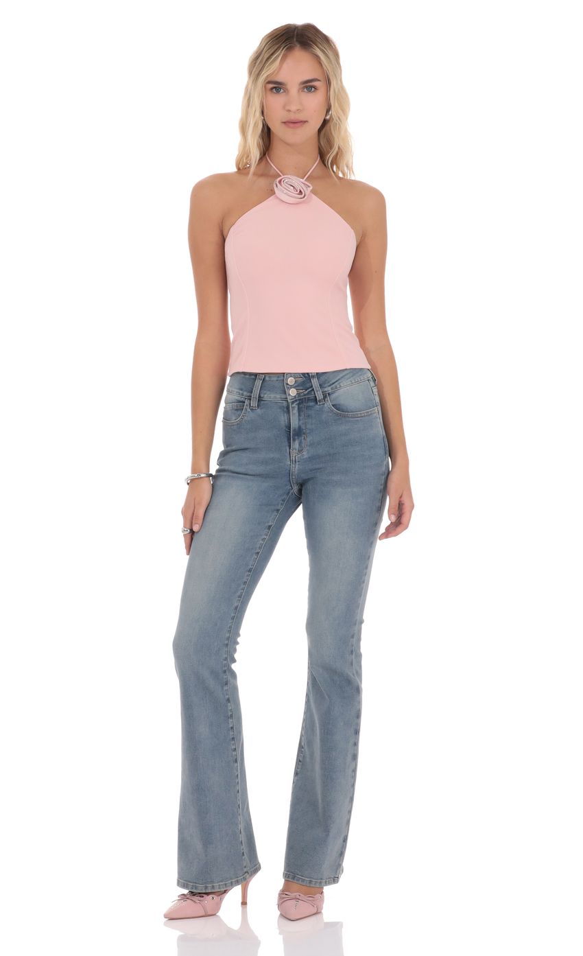 Product image for Rhinestone Rosette Top in Pink