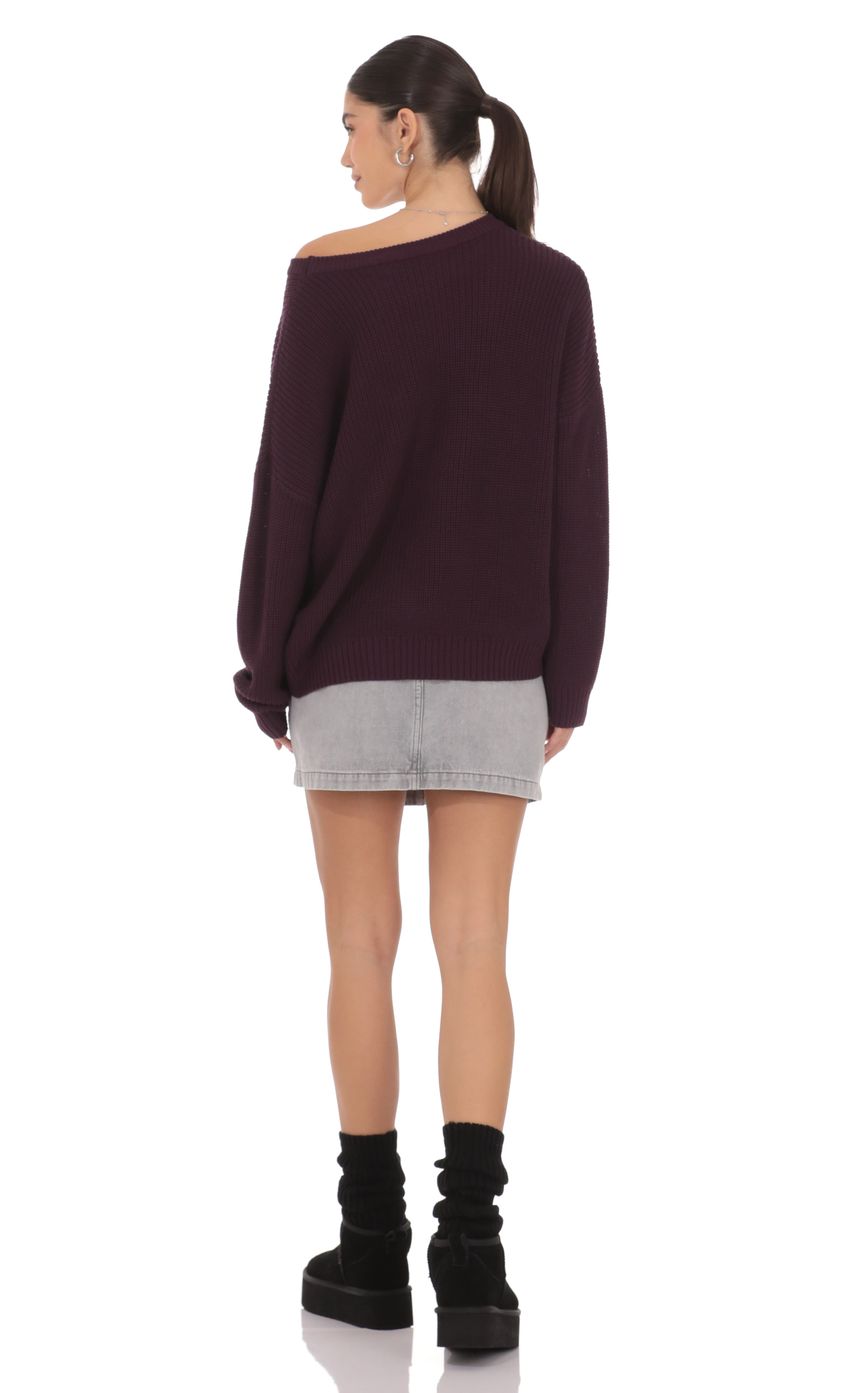 Product image for Oversize Open Knit Jumper in Purple