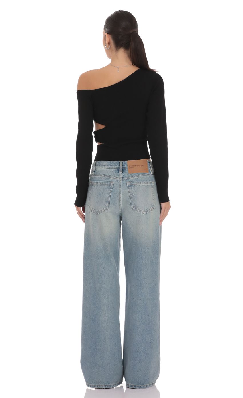 Product image for Cutout Buckle Off Shoulder Top in Black