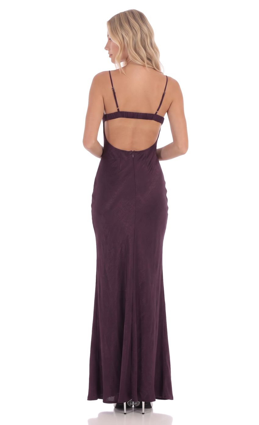 Product image for Open-Back Maxi Dress in Deep Plum