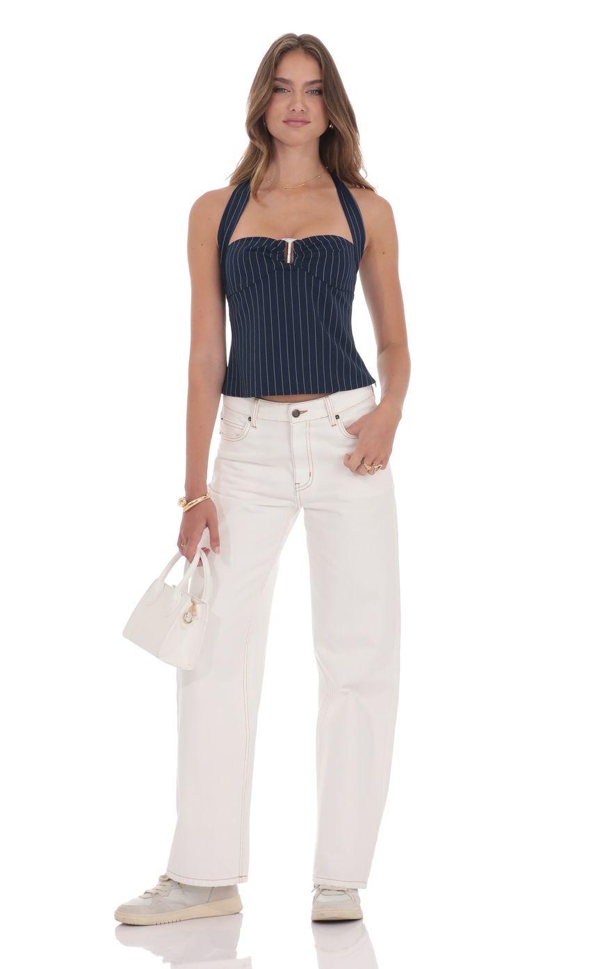 Picture Halter Pinstripe Top In Navy. Source: https://media-img.lucyinthesky.com/data/product-media/850xAUTO/22bba6a4-adfb-43d9-9031-6090b6bc1319.jpg