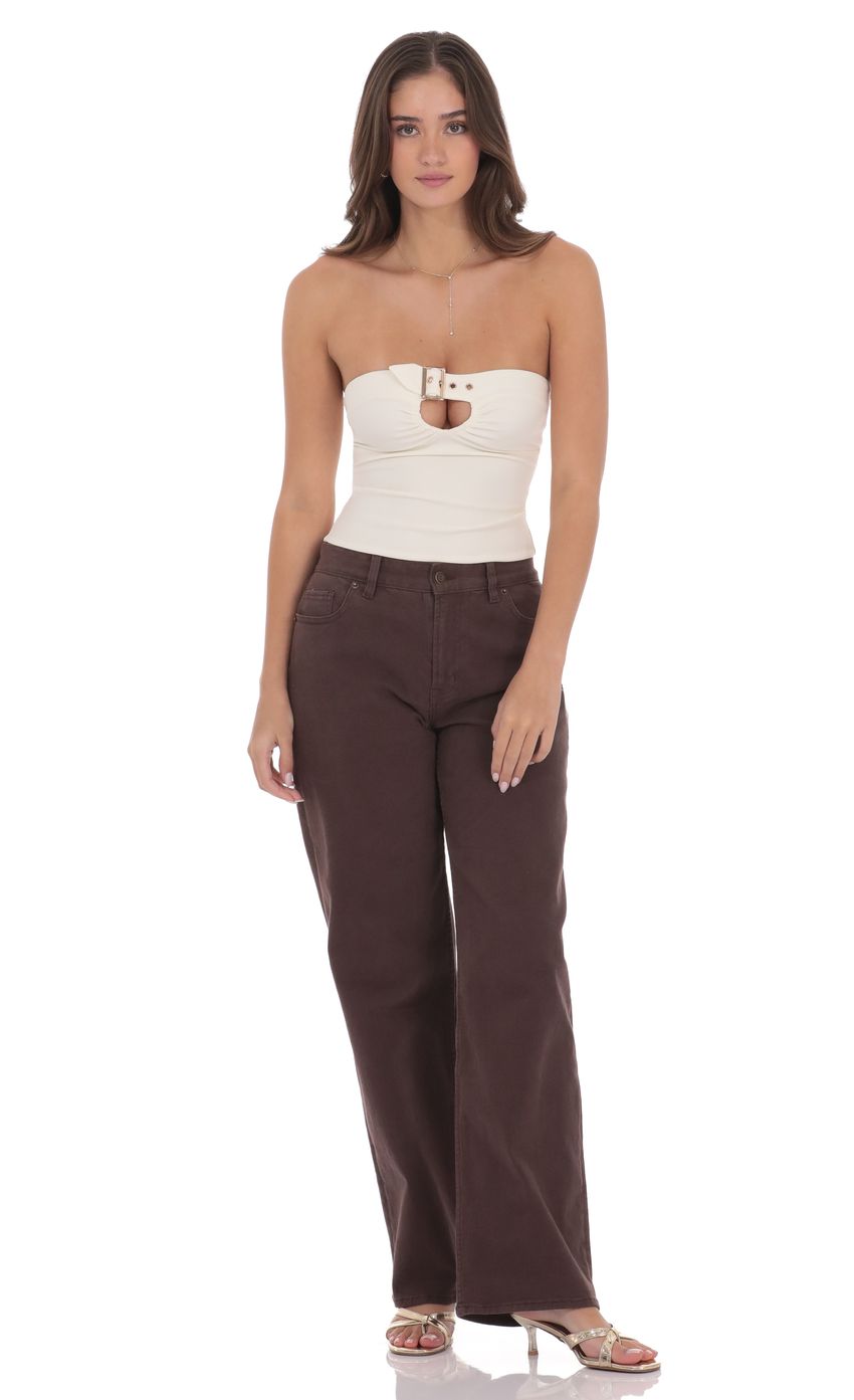 Product image for Keyhole Buckle Top in Ivory