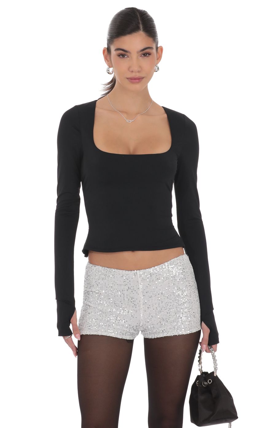 Product image for Sequin Mini Shorts in Silver