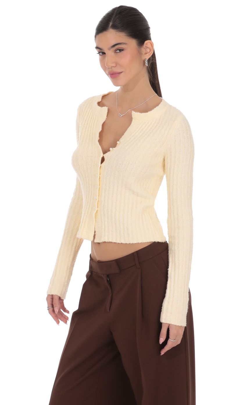 Product image for Ribbed Knit Cardigan in Cream
