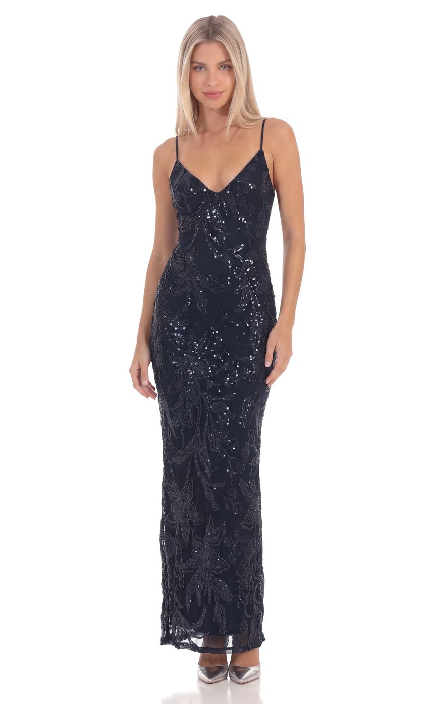 Product image for Sequin Maxi Dress in Navy