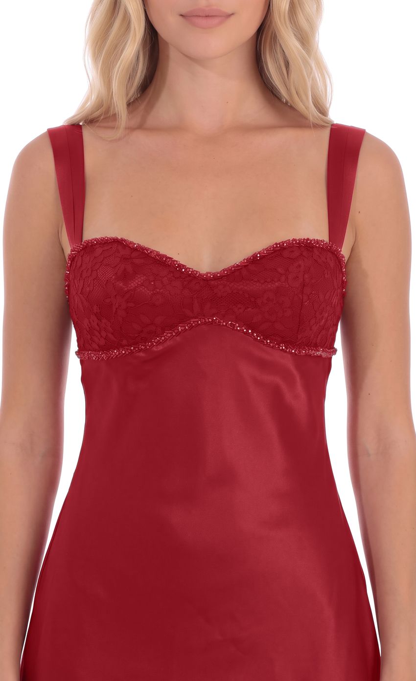 Product image for Beaded Sweetheart Mini Dress in Red