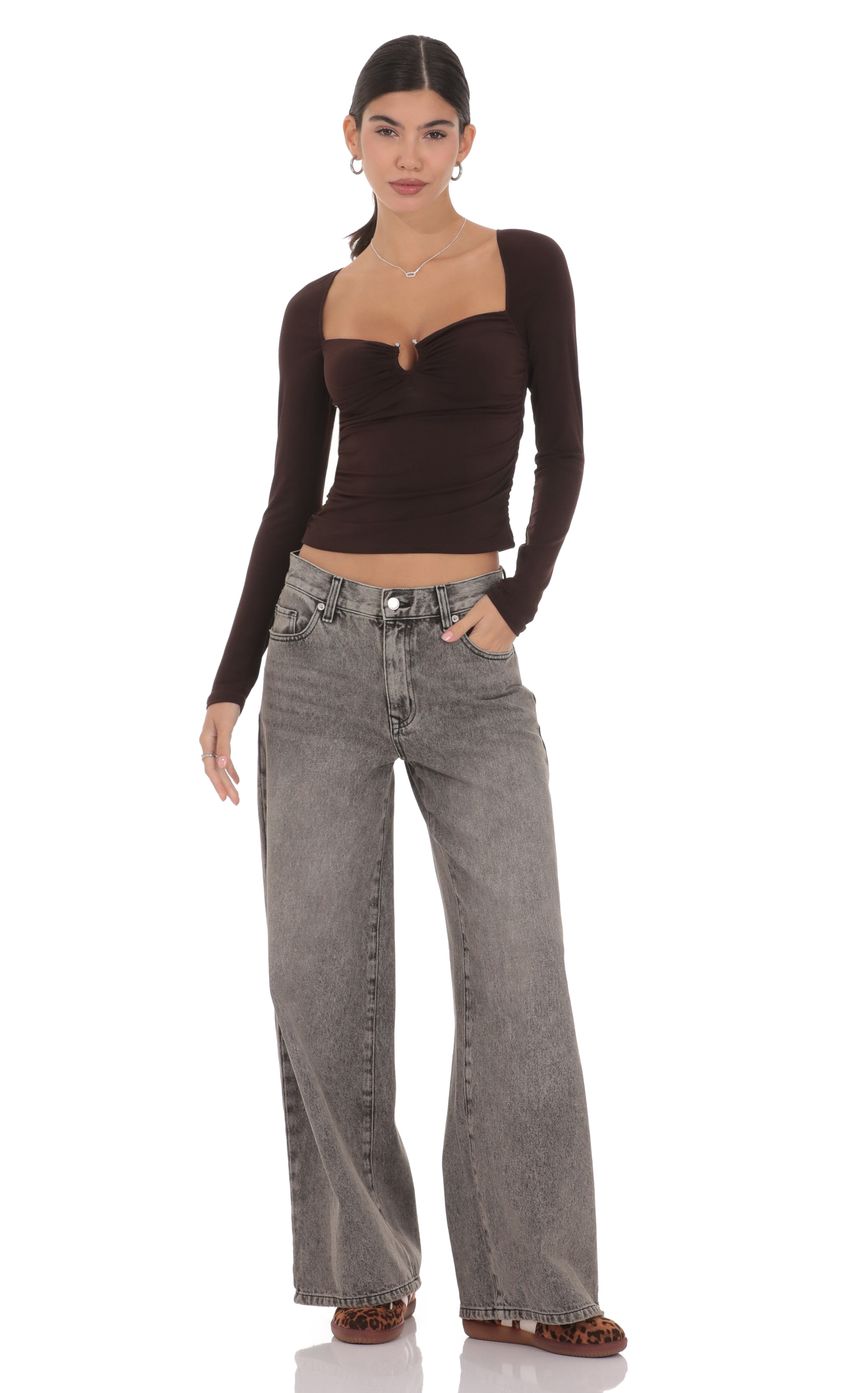 Product image for Mid Rise Wide Leg Jeans in Acid Wash Grey