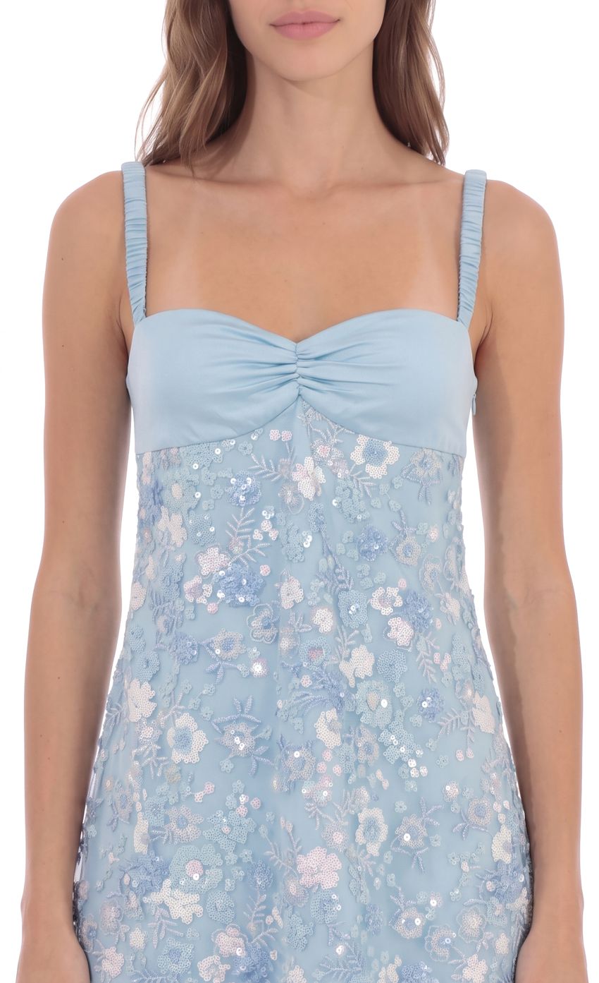 Product image for Sequin Floral Lace Mini Dress in Blue