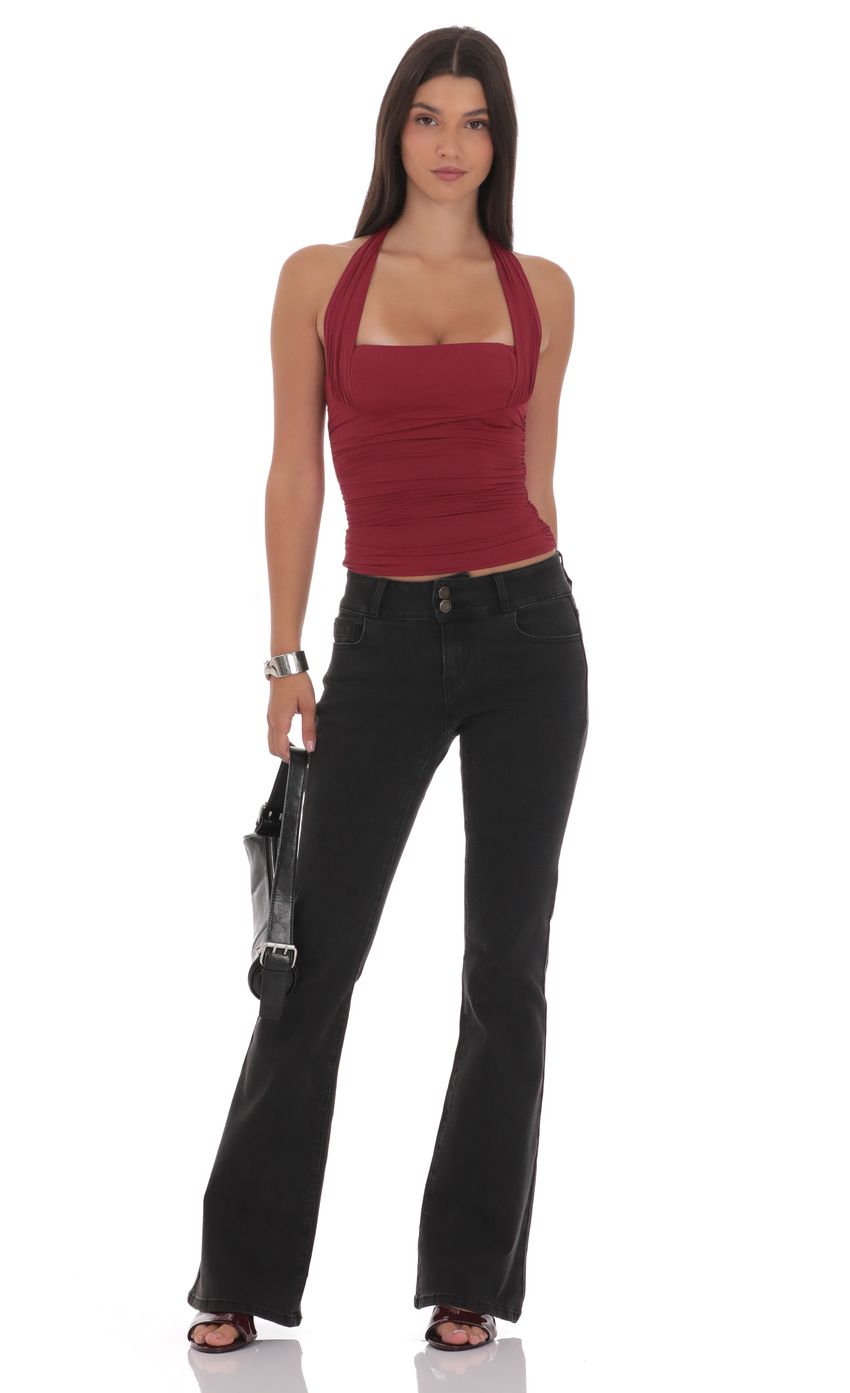 Product image for Halter Ruched Top in Burgundy