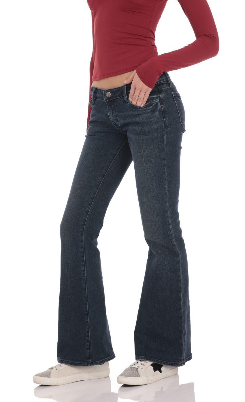 Product image for Low Rise Bell Bottom Jeans in Dark Blue