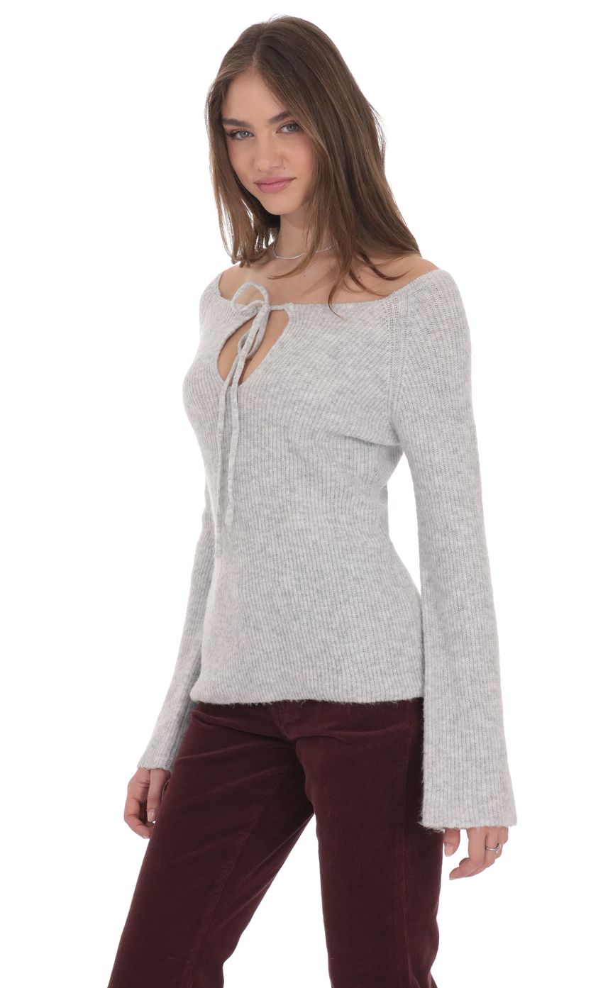 Product image for Knit Keyhole Jumper in Light Grey