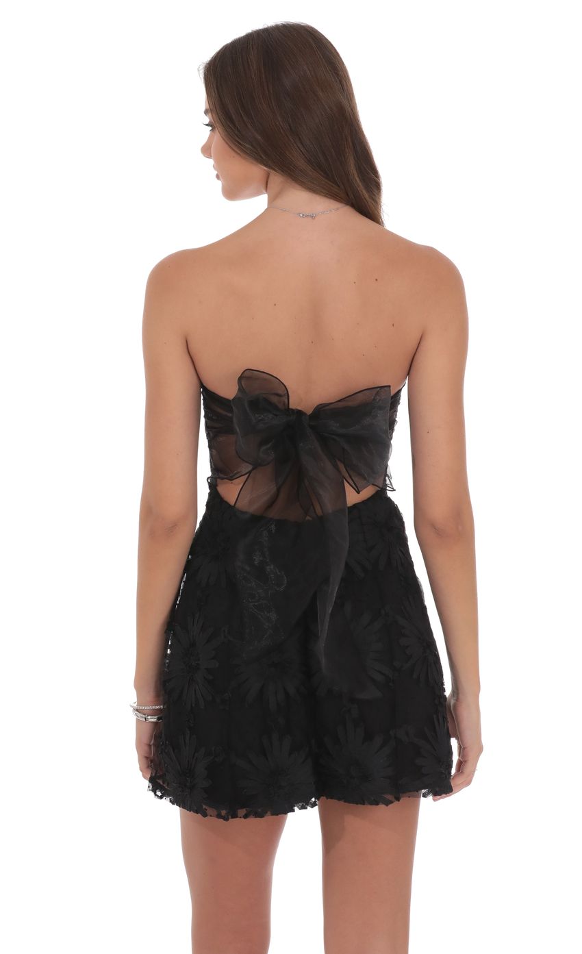 Product image for Floral Strapless Fit and Flare Dress in Black