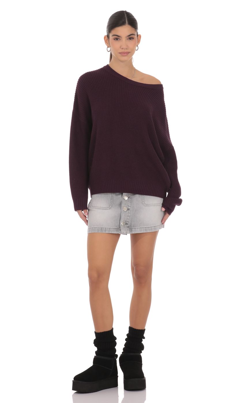Product image for Oversize Open Knit Jumper in Purple