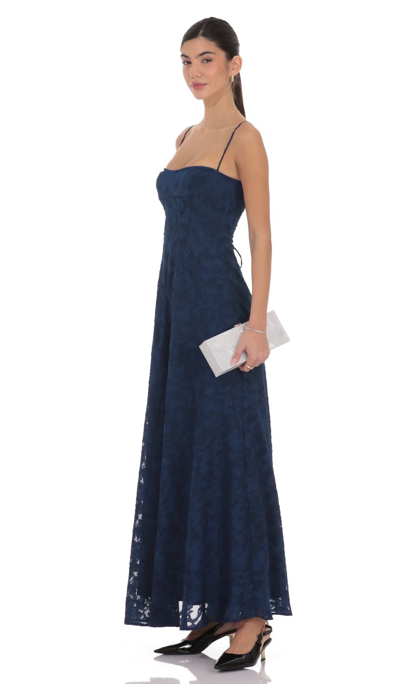 Product image for Burnout Lace-Up Maxi Dress in Navy