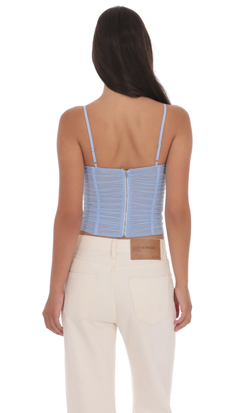 Product image for Sheer Mesh Corset Top in Light Blue