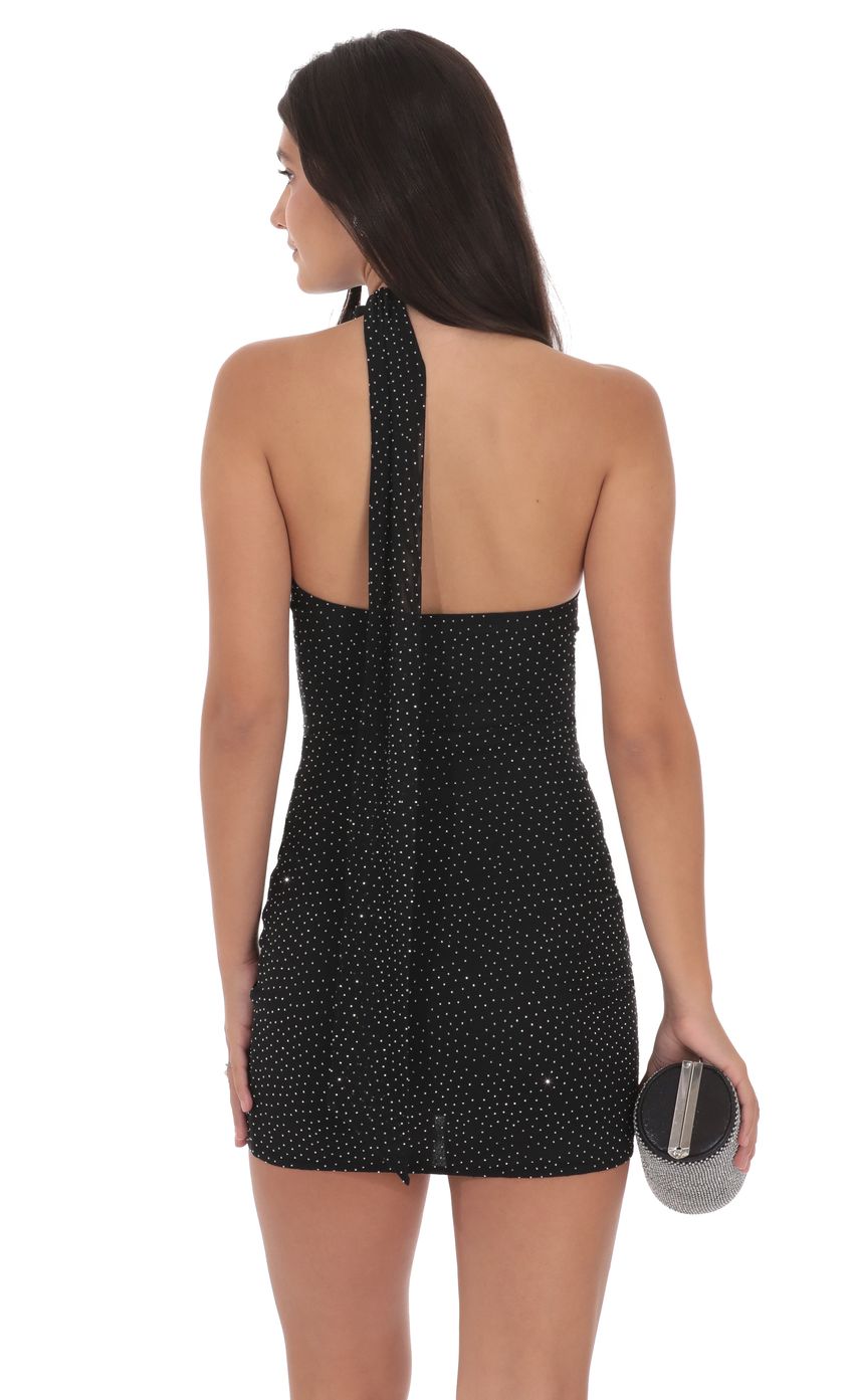 Product image for Scarf Halter Rhinestone Dress in Black