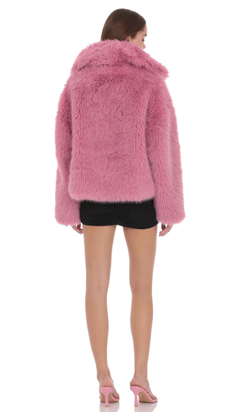 Product image for Corinne Faux Fur Jacket in Pink