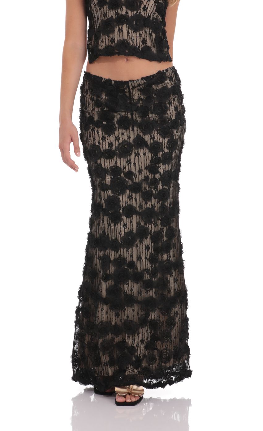 Product image for Textured Lace Maxi Skirt in Black