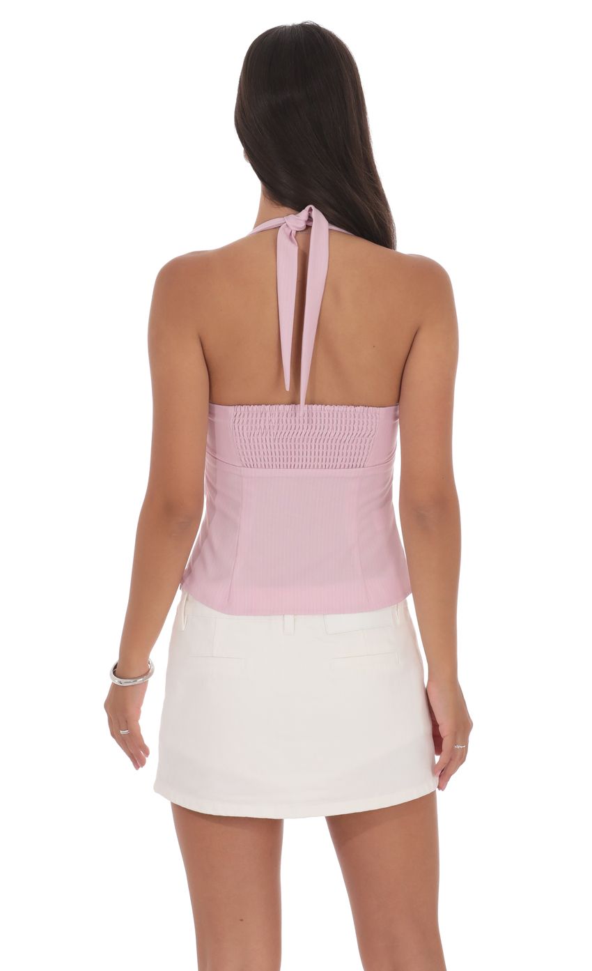 Product image for Halter Pinstripe Top In Pink