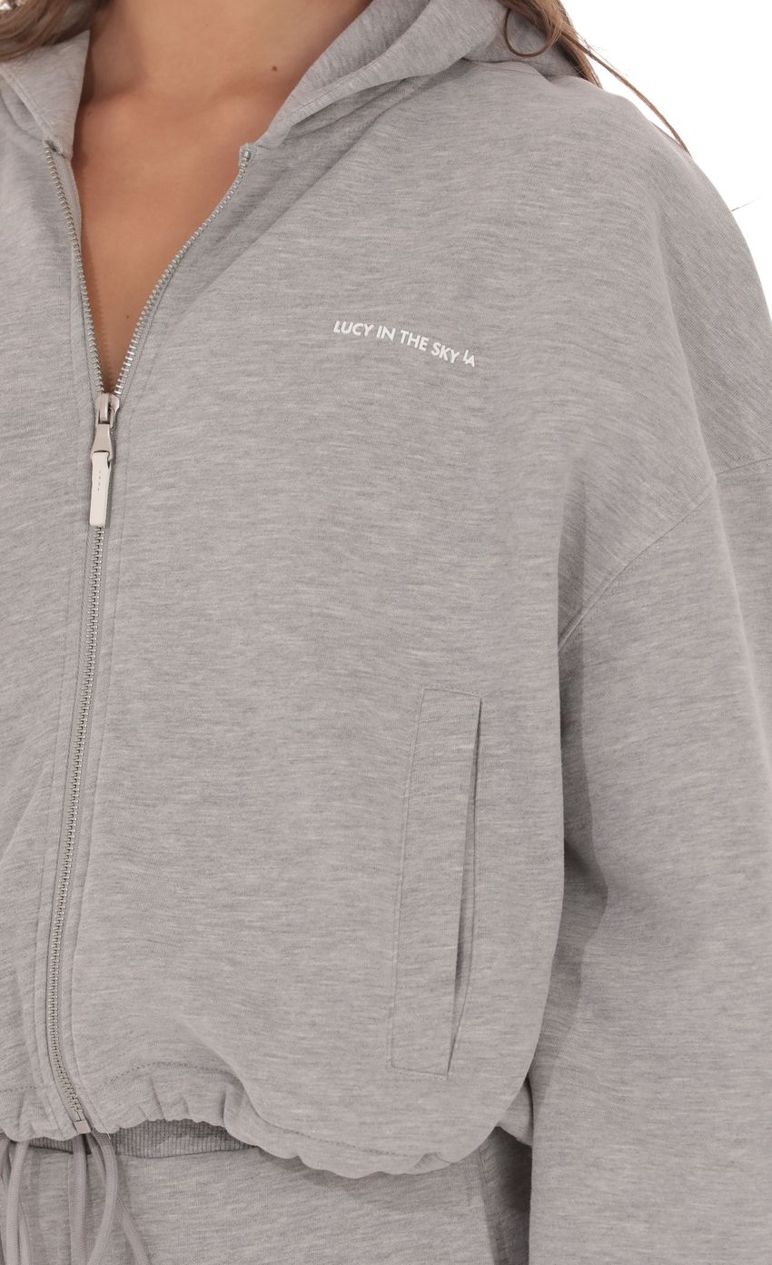 Изображение товара для Серое худи на молнии из флиса
