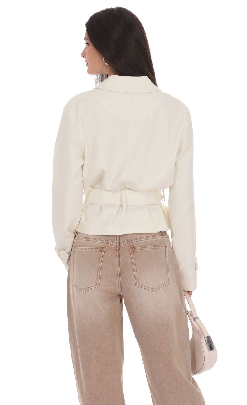 Product image for Belted Short Trench Coat in Ivory