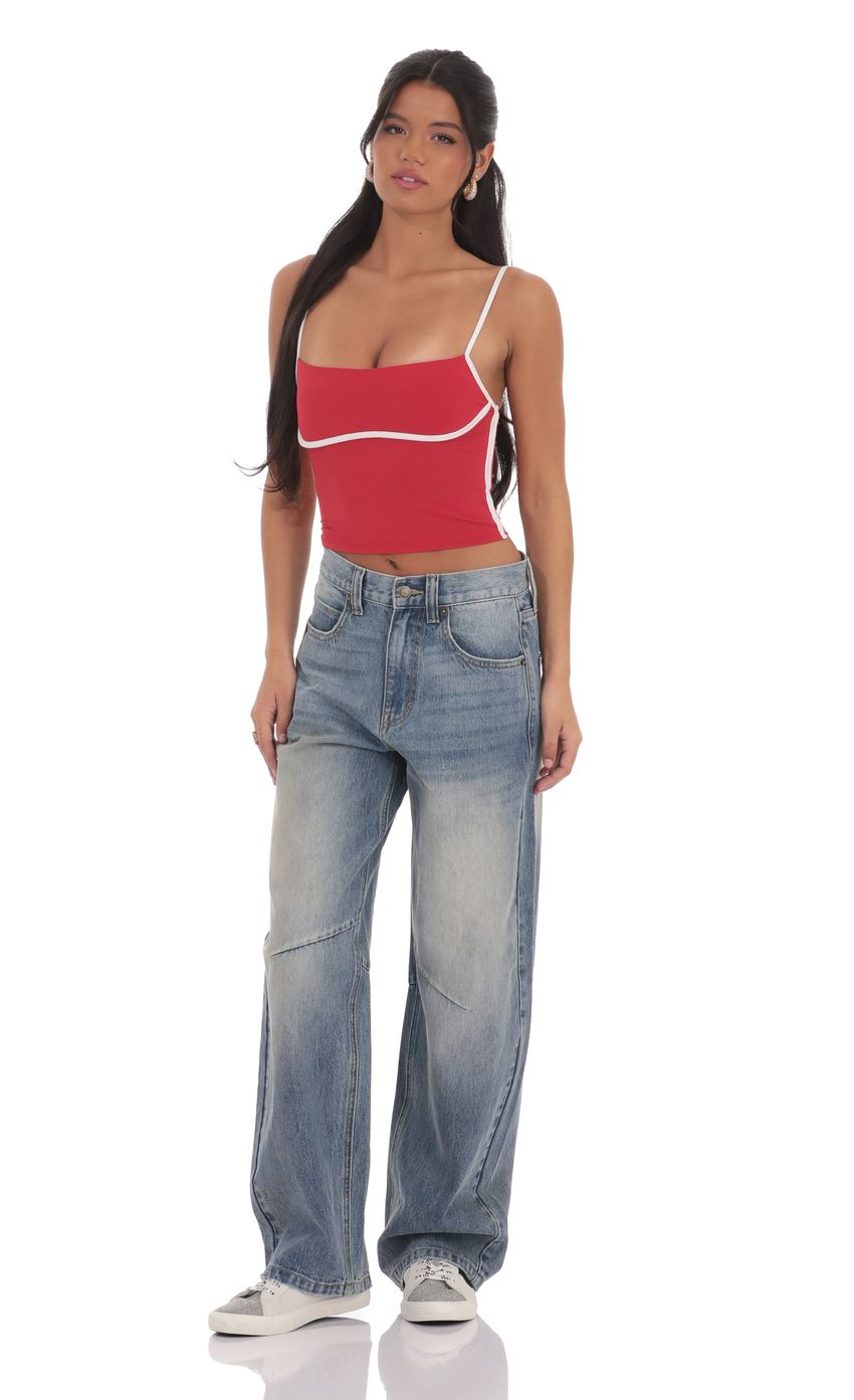 Picture Outline Crop Top in Sky Red. Source: https://media-img.lucyinthesky.com/data/product-media/850xAUTO/2b723216-df28-4420-831f-8af4add0b3a7.jpg