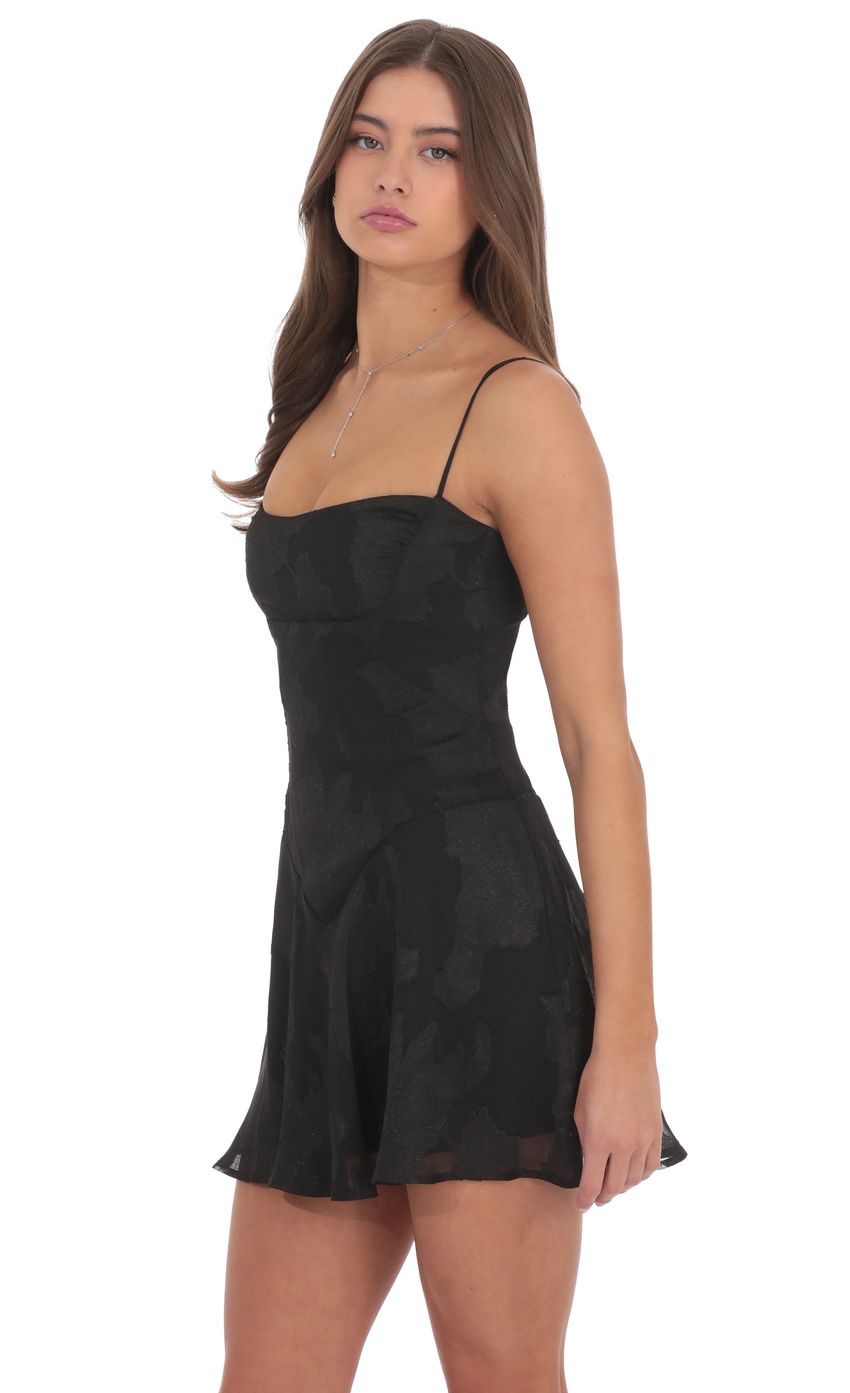 Product image for Textured Pattern A-line Dress in Black