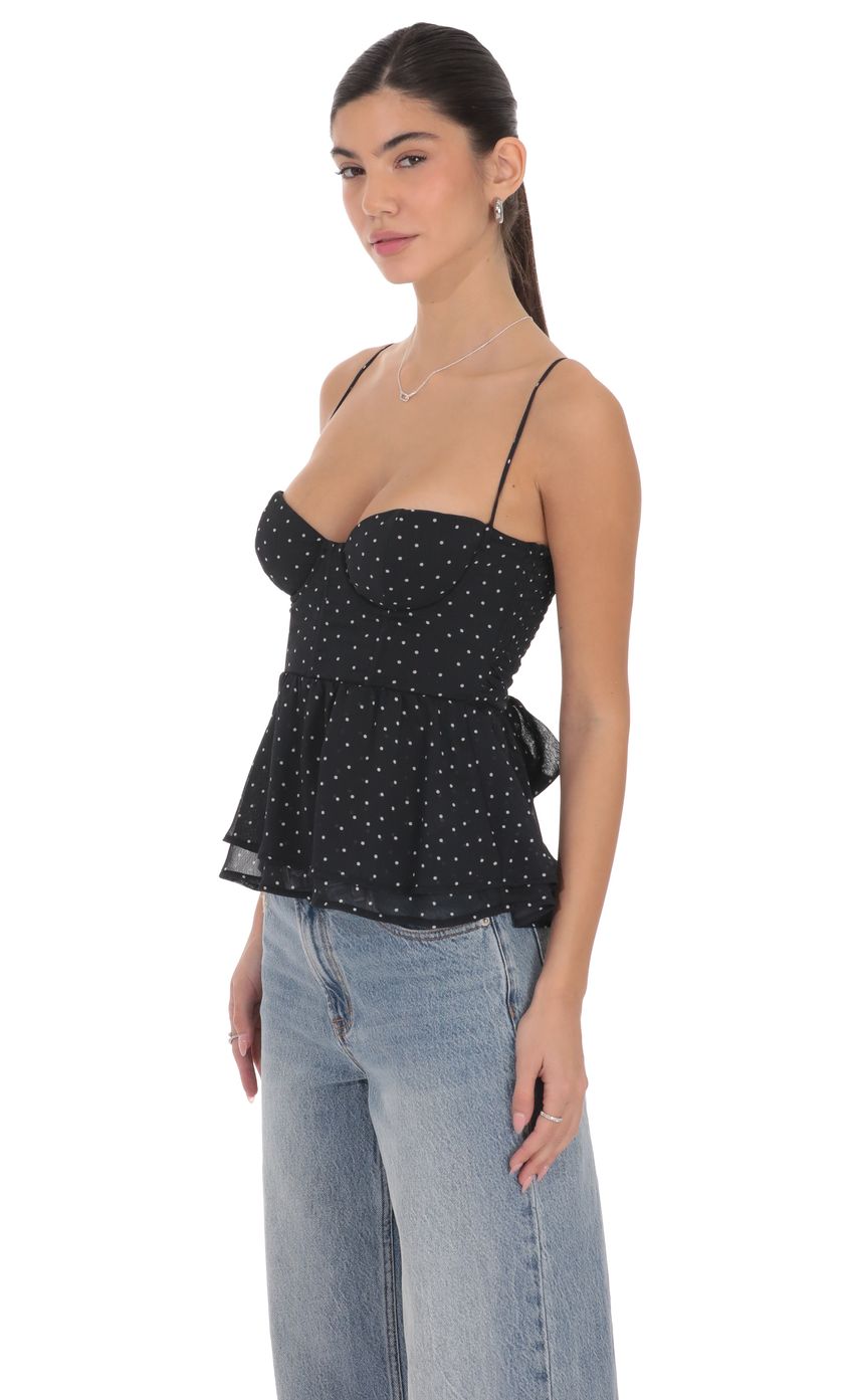 Product image for Polka Dot Peplum Top in Black