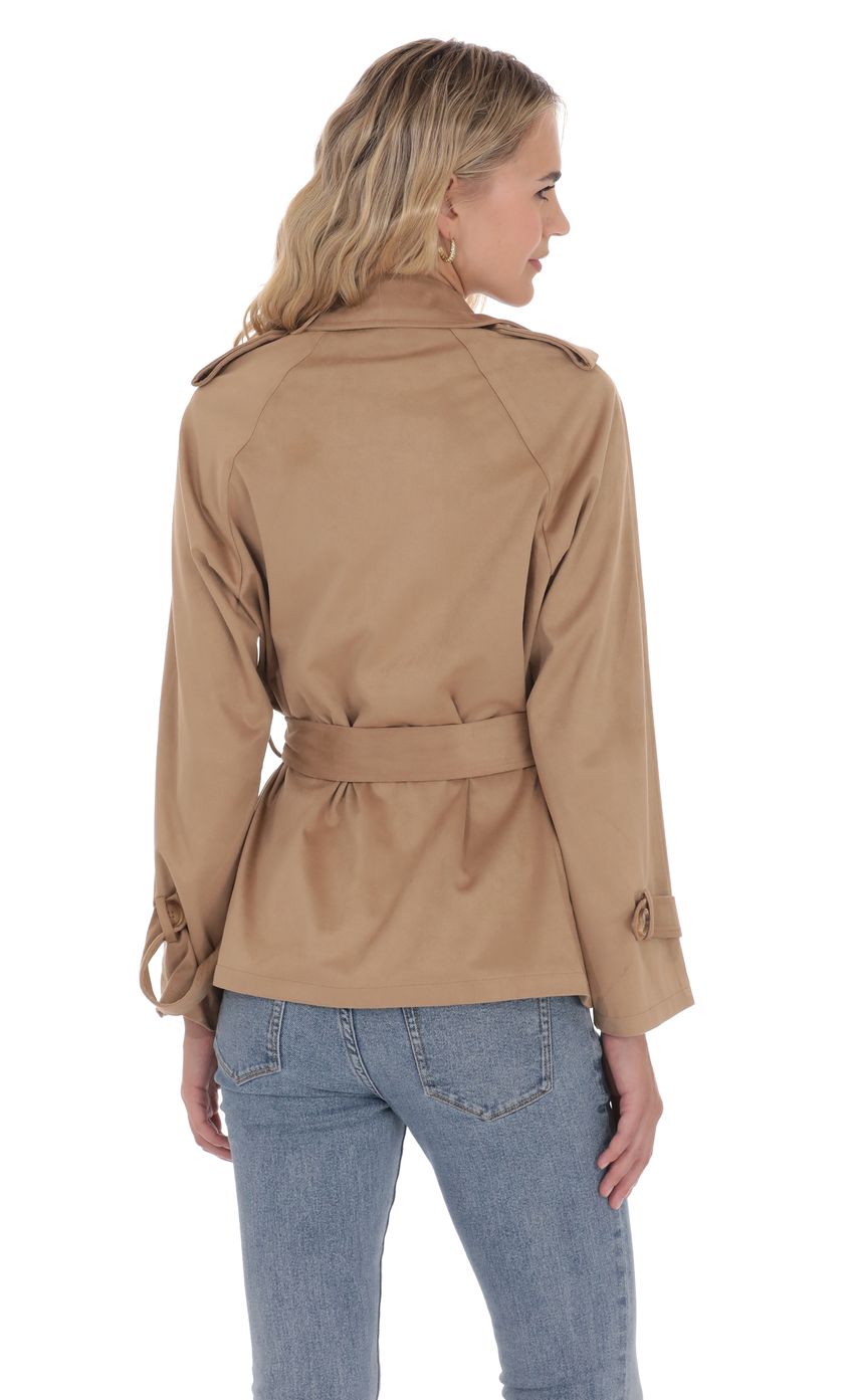 Product image for Suede Double Breasted Trench Coat in Coffee