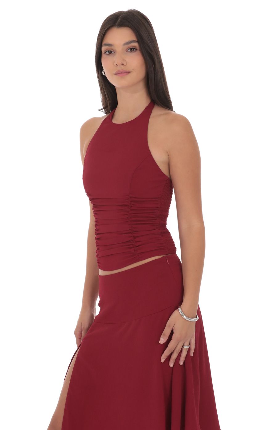 Product image for Ruched Halter Top in Maroon