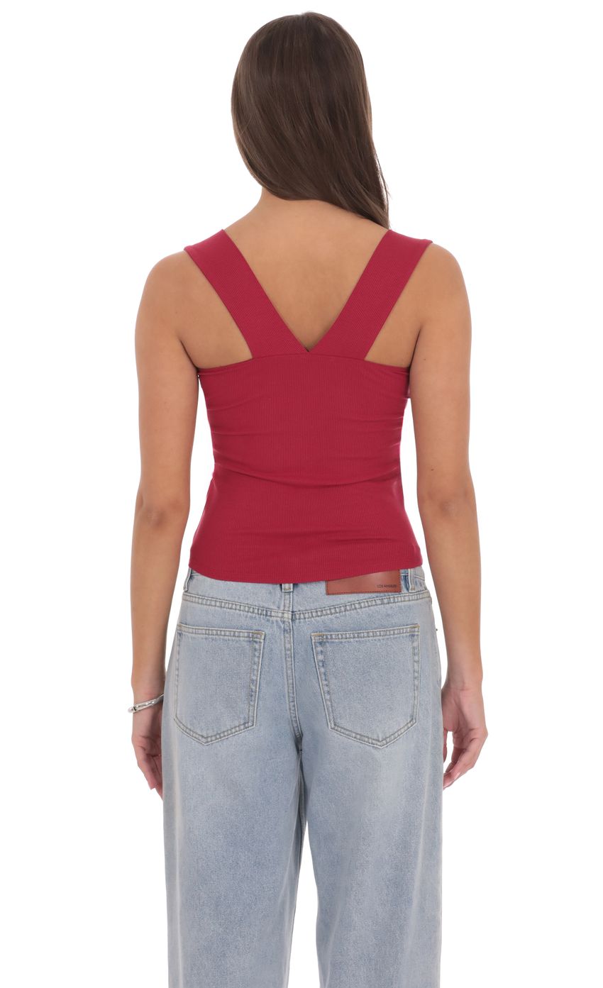 Product image for Ribbed Square Neck Top in Red